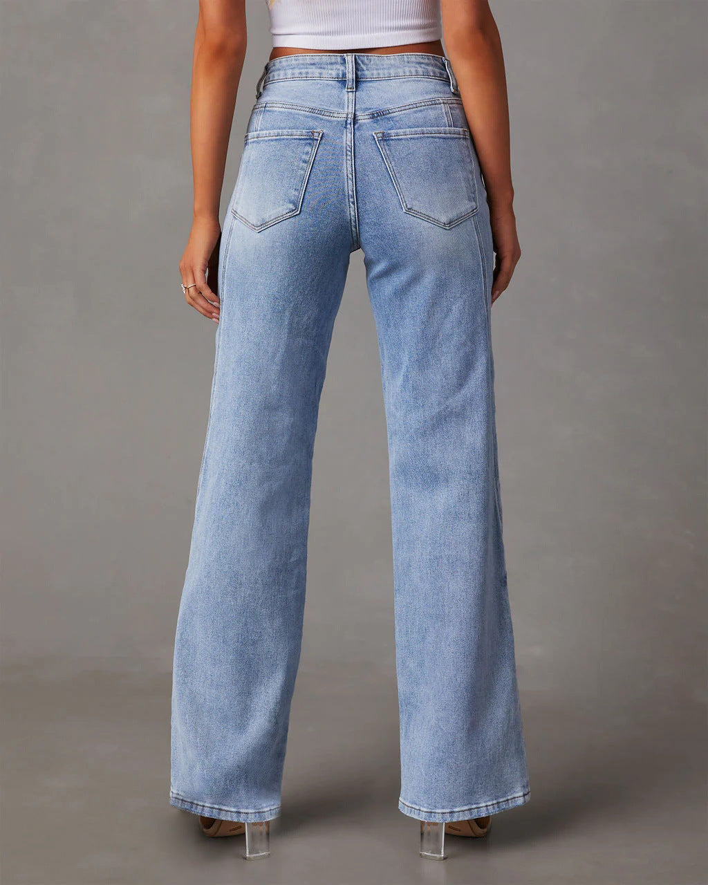 Ellen - Elegant wide-leg trousers made of denim for women