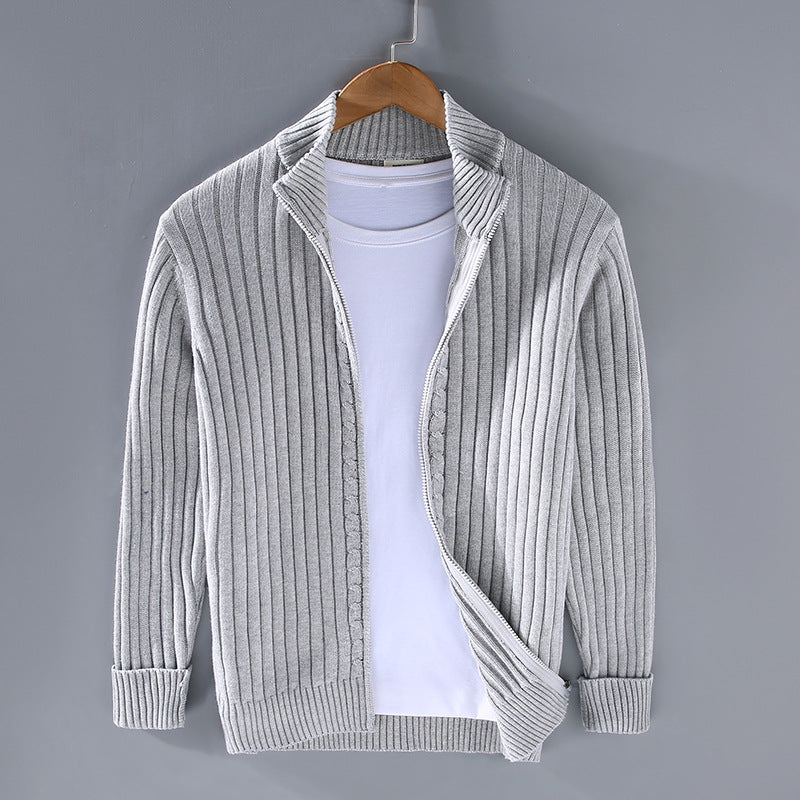 Jeffrey - Men's Cardigan with Contemporary Zipper