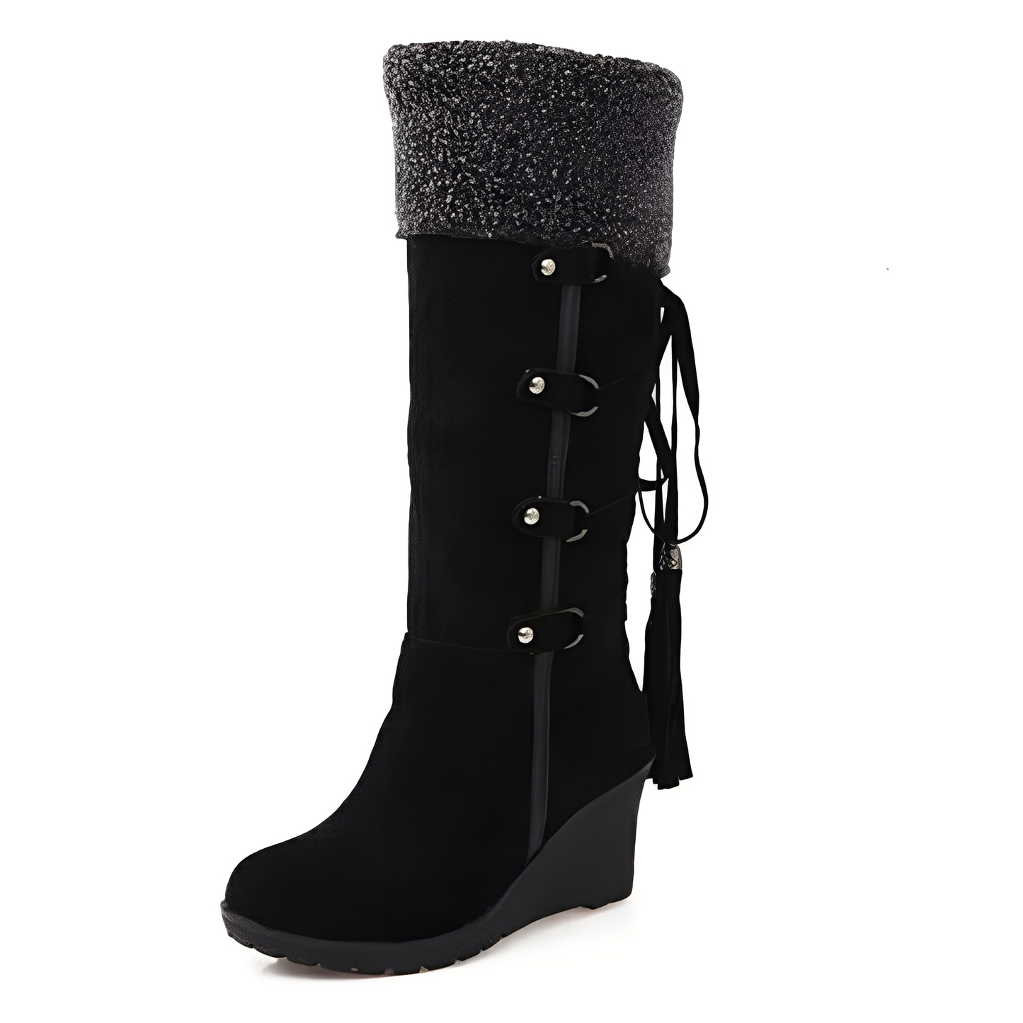 Maria - Fashionable women's boots with fur lining and wedge heel