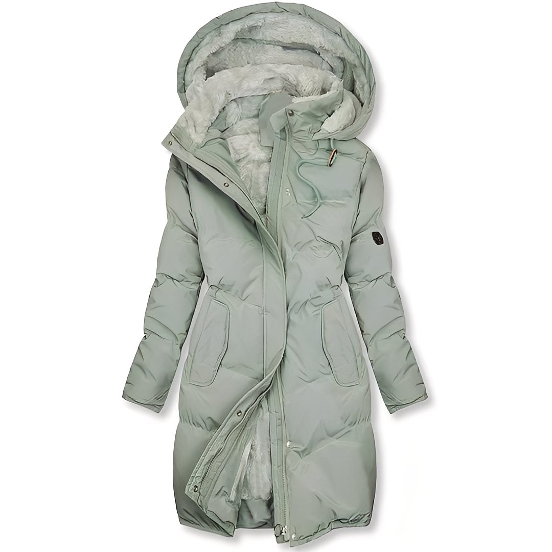 Laurie - Long, padded women's winter coat with hood