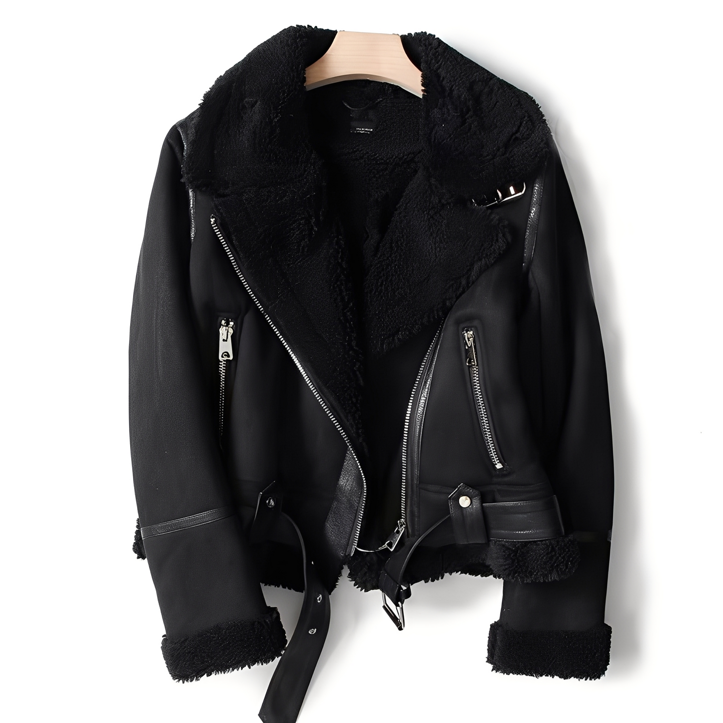 Marianne - Fashionable women's suede jacket with belt