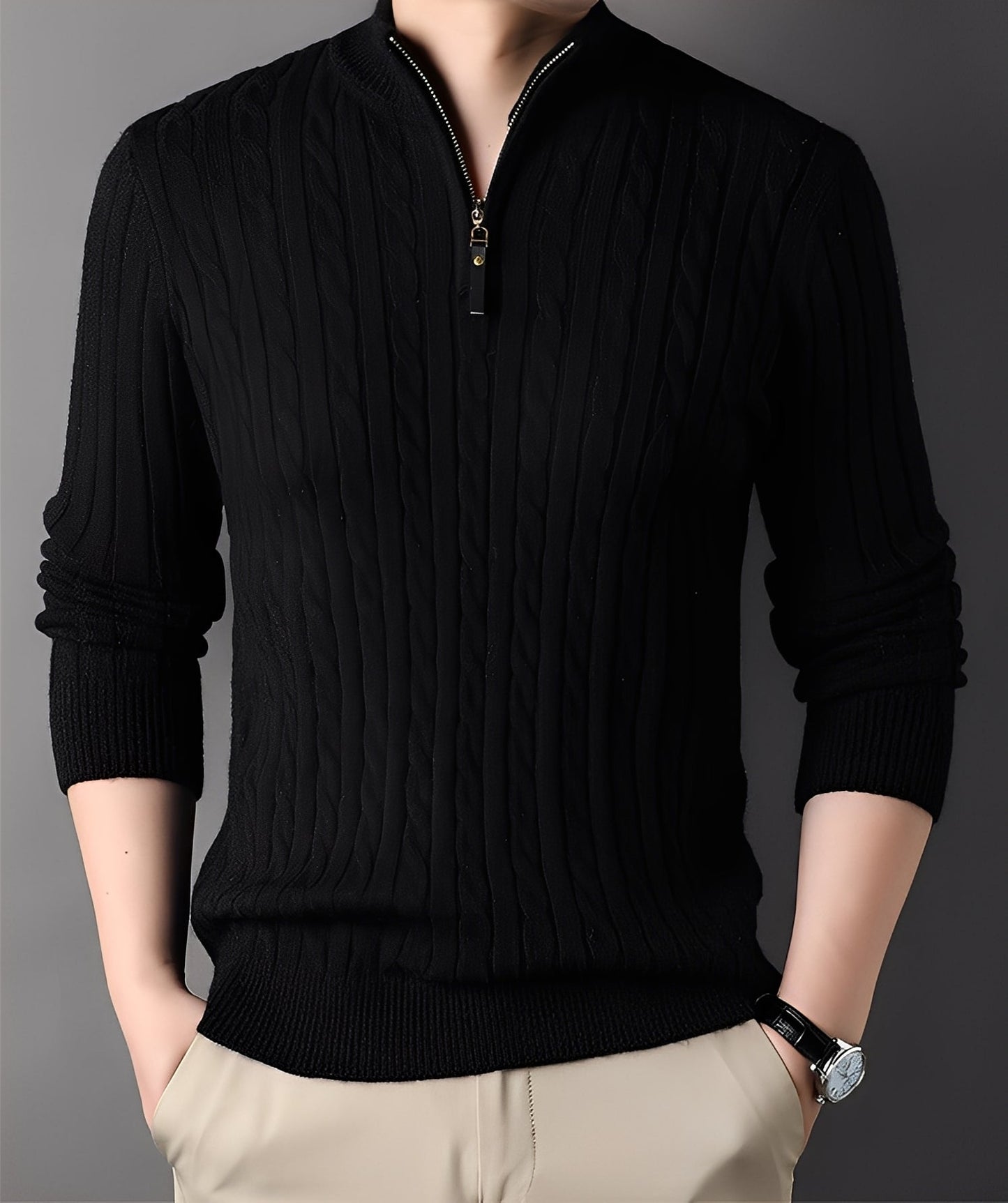 Damian - Moderner Herrenpullover mit Reißverschluss