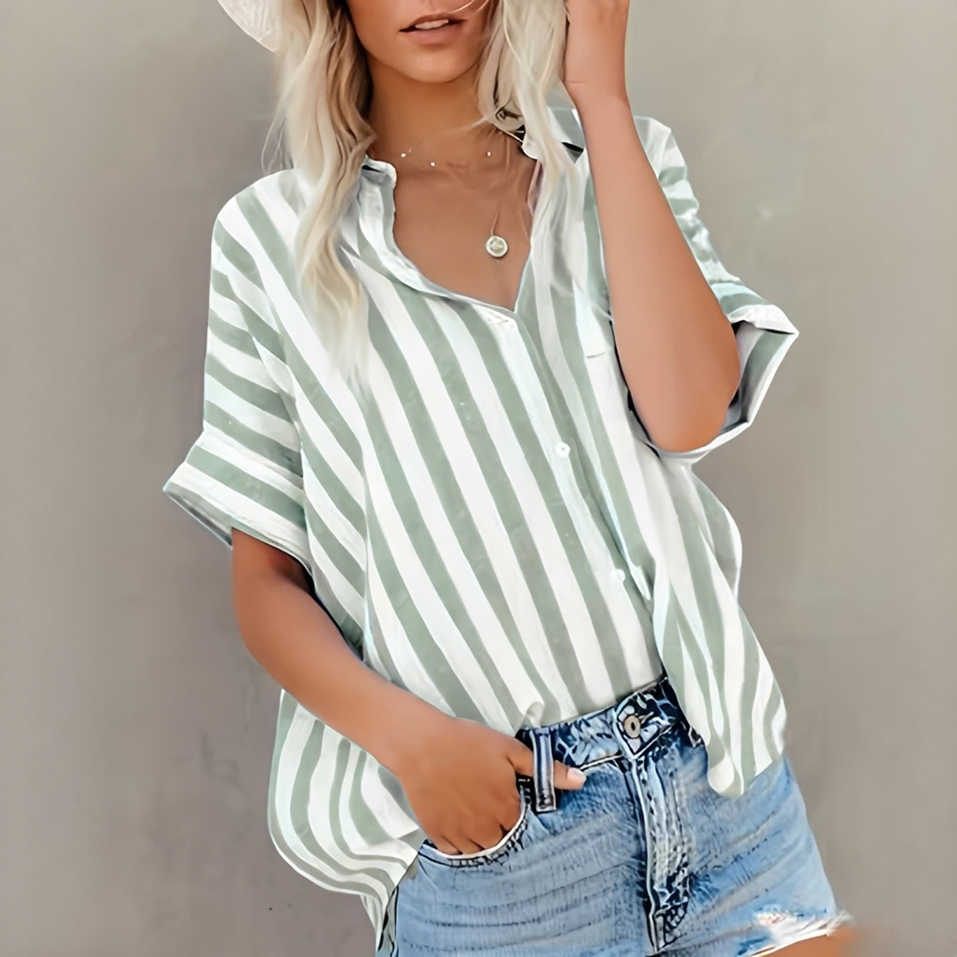 Alejandra - Elegant summer shirt with stripes for women