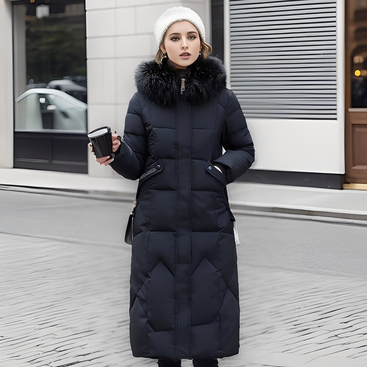Rachel - Women's coat with figure-hugging cut and fashionable hood