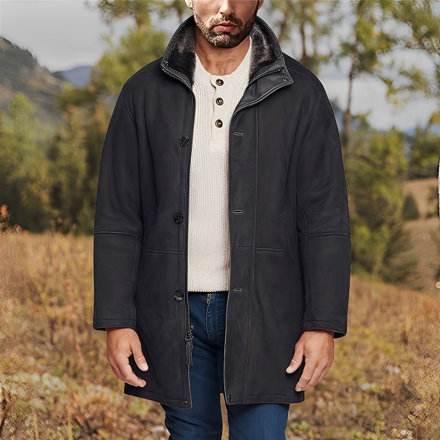 Eddie - Classic, medium-sized men's suede jacket