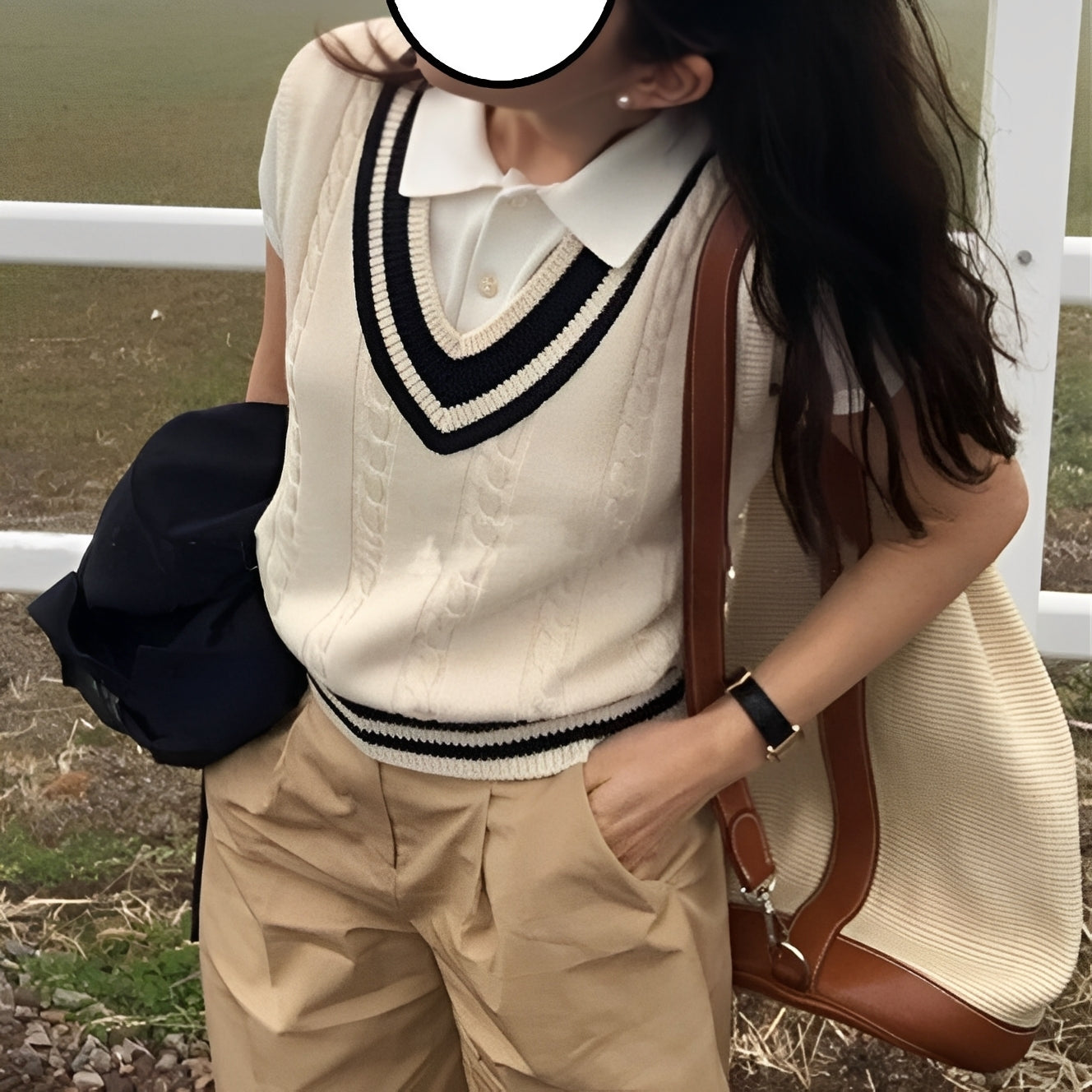 Leona - Klassische Strickweste mit V-Ausschnitt für Damen