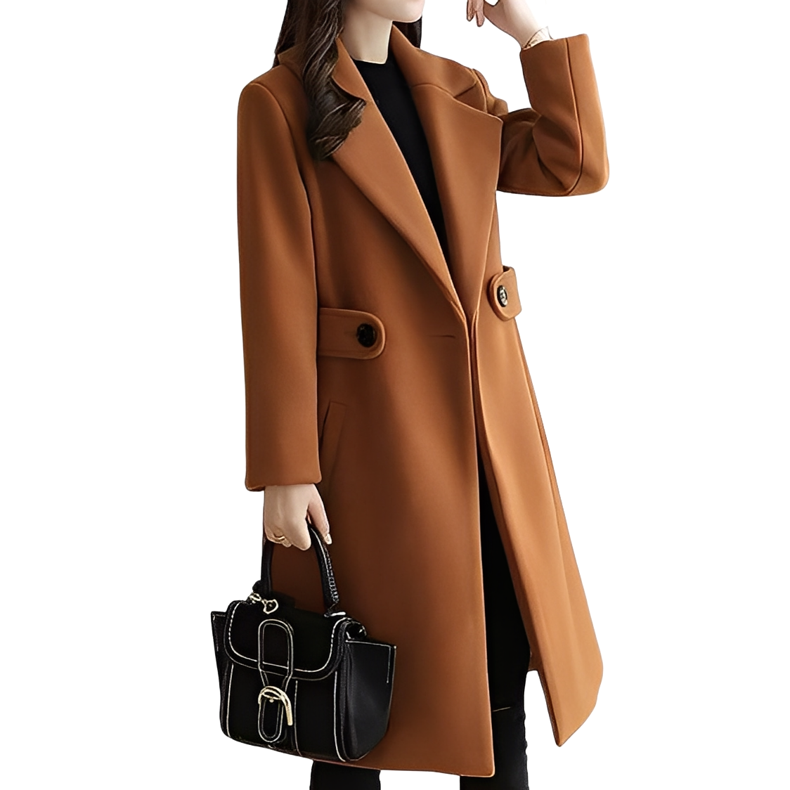 Kaylie - Elegant women's coat made of wool, knee-length