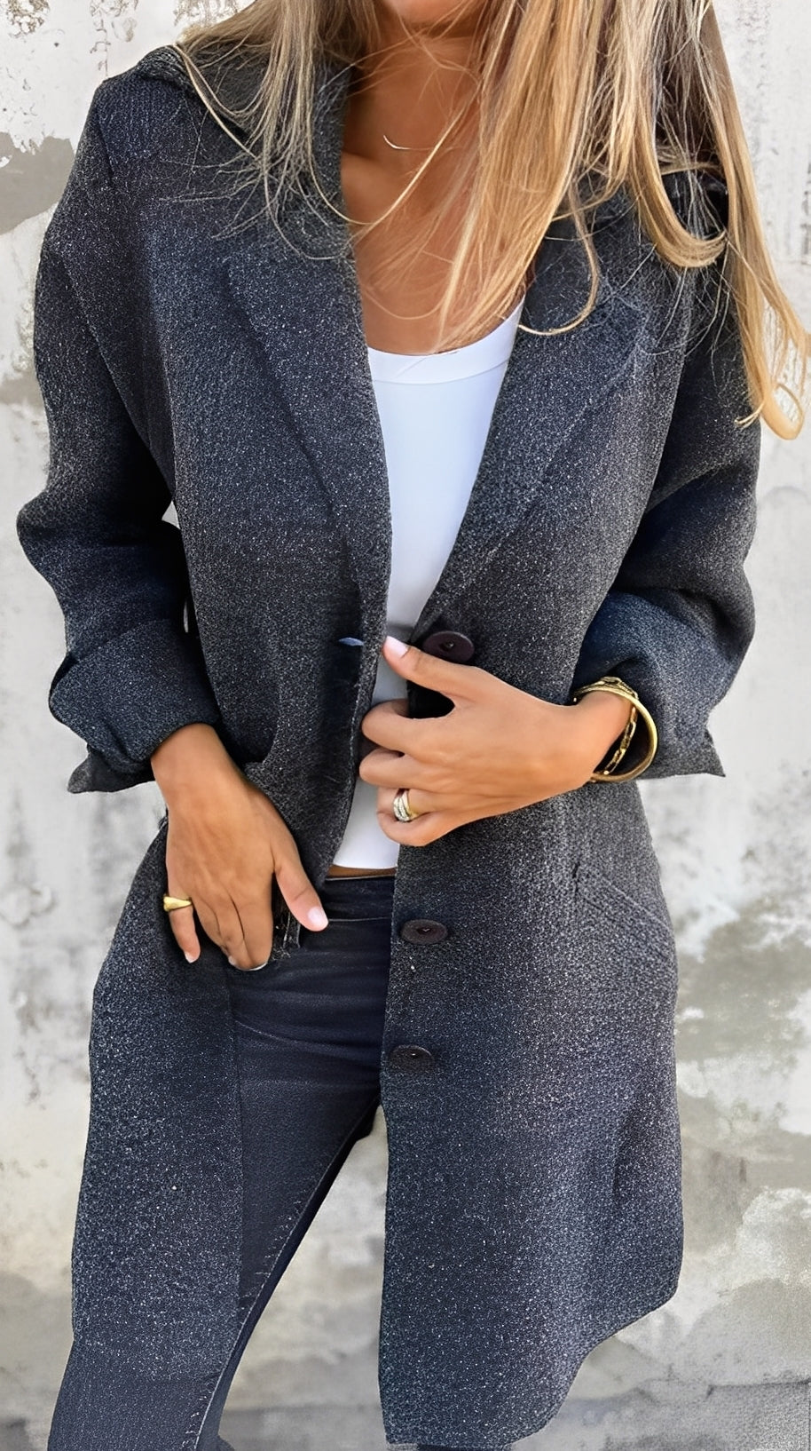 Meridith - Women's coat with long, stylish lapel collar