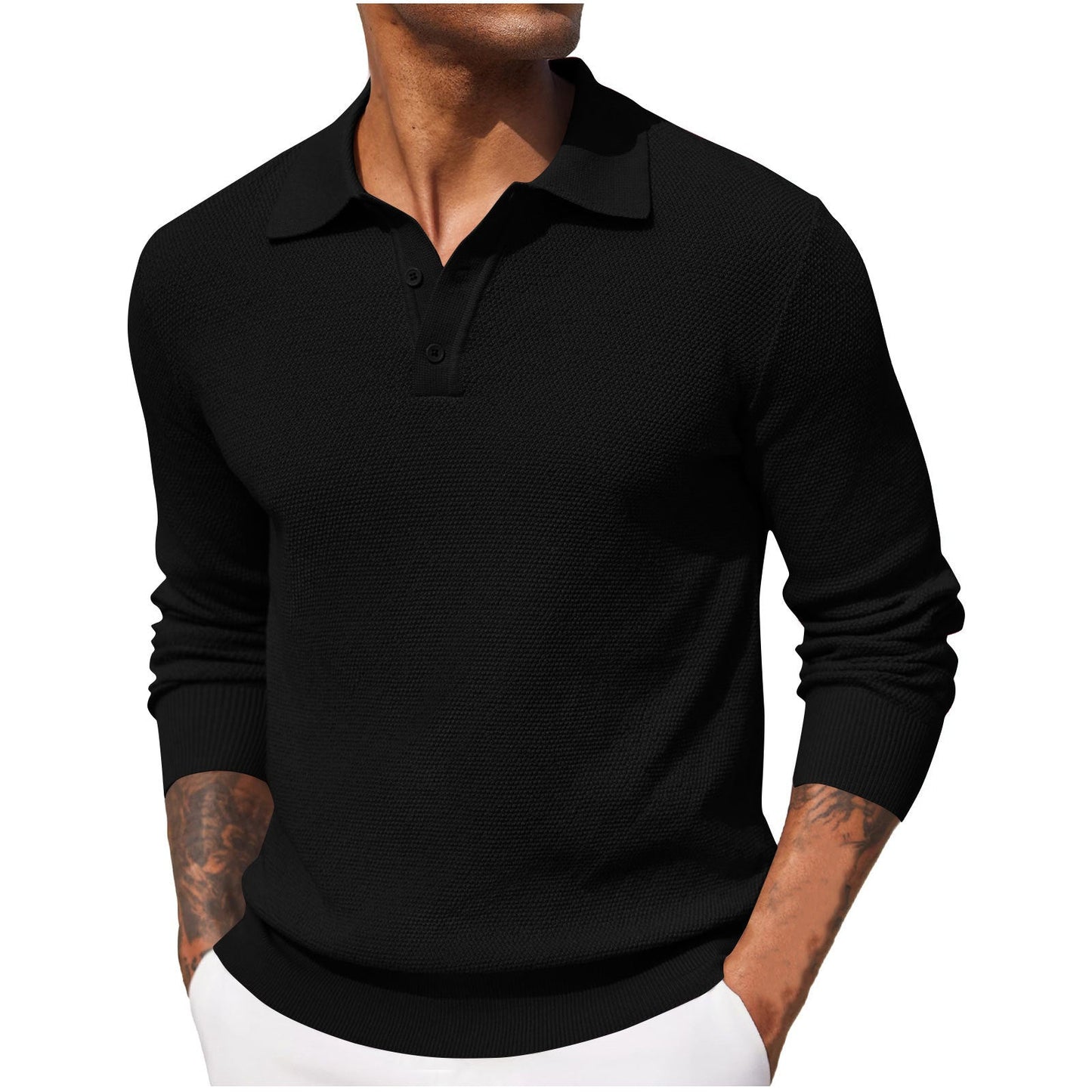 Jerrod - Stylish men's long-sleeve polo shirt