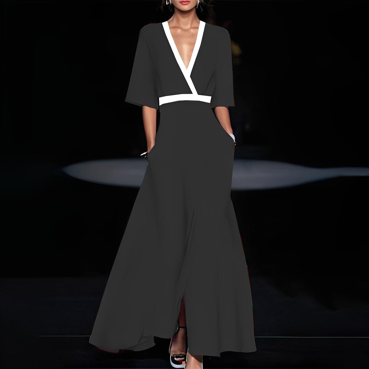 Débora - Long stylish dress with floral pattern for women