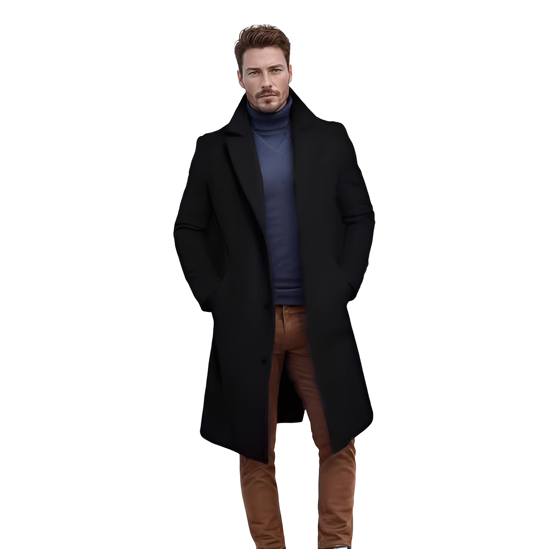 Evans - Elegant wool coat in mid-length for men