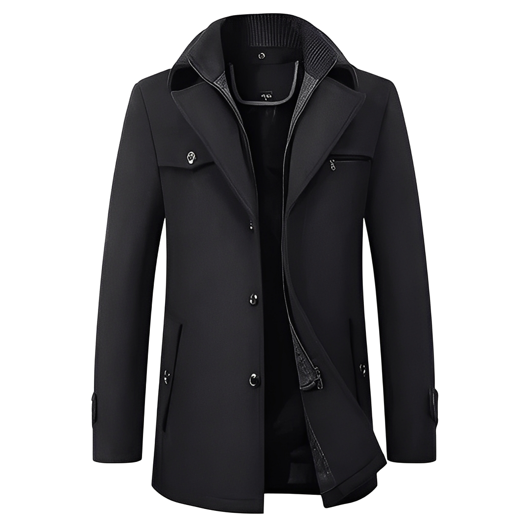 Laurentin - Stylish long men's winter coat with buttons