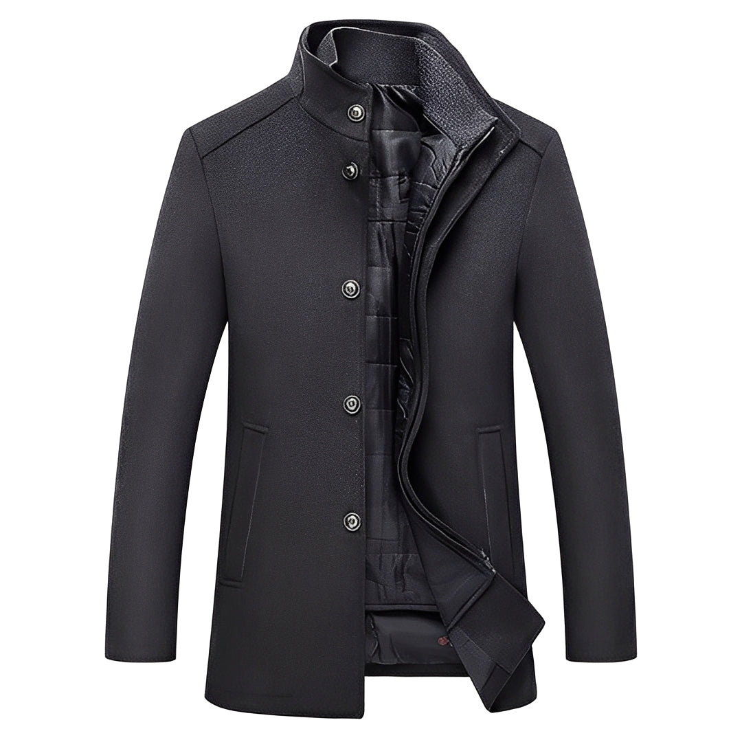 Kylian - Warm men's winter jacket with stand-up collar and buttons