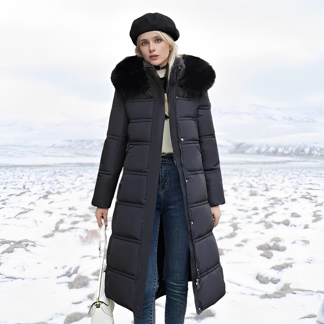 Hannah - Elegant, long women's down coat with lining