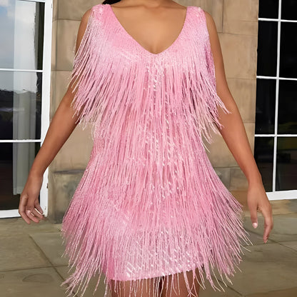 Mégane - Women's Fringe and Feather Dress for Cocktails