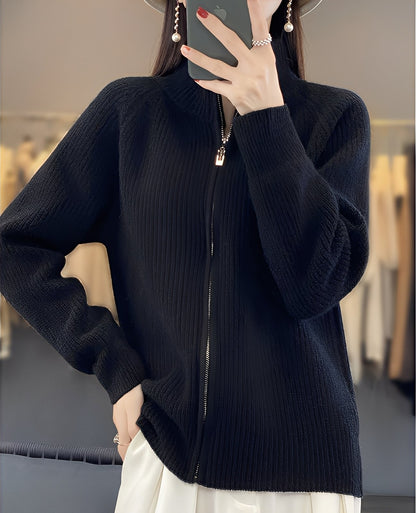 Margaret - wool knit jacket for women with zipper