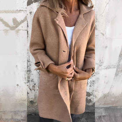 Odile - Long, casual women's coat with lapels