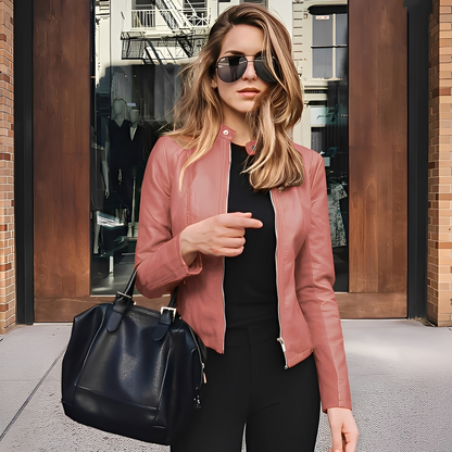 Lysiane - Stylish winter leather jacket for women