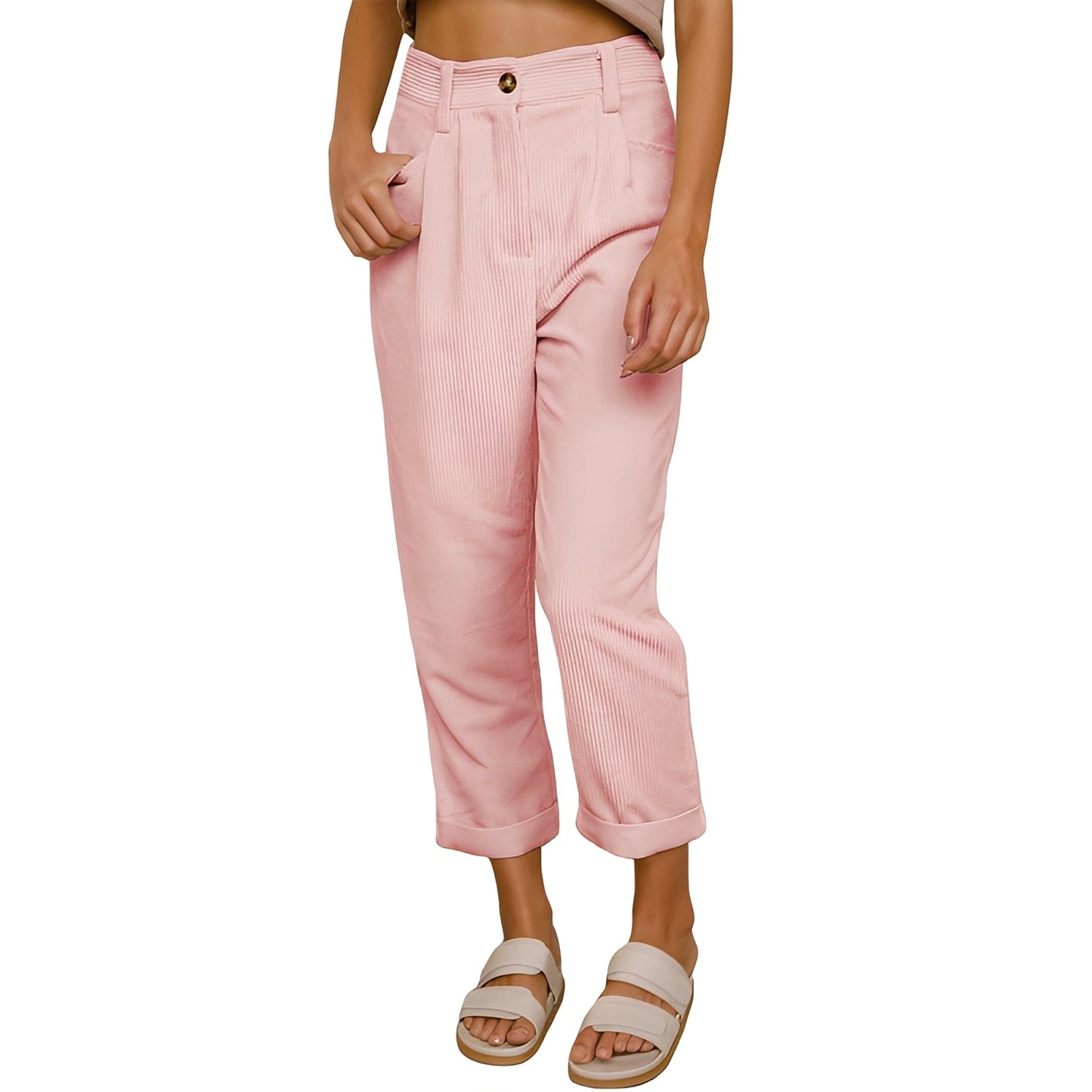 Hannah - Comfortable women's corduroy pants with high waist