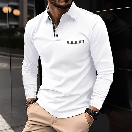 Maxence - Men's Long Sleeve Polo Shirt in Simple Design