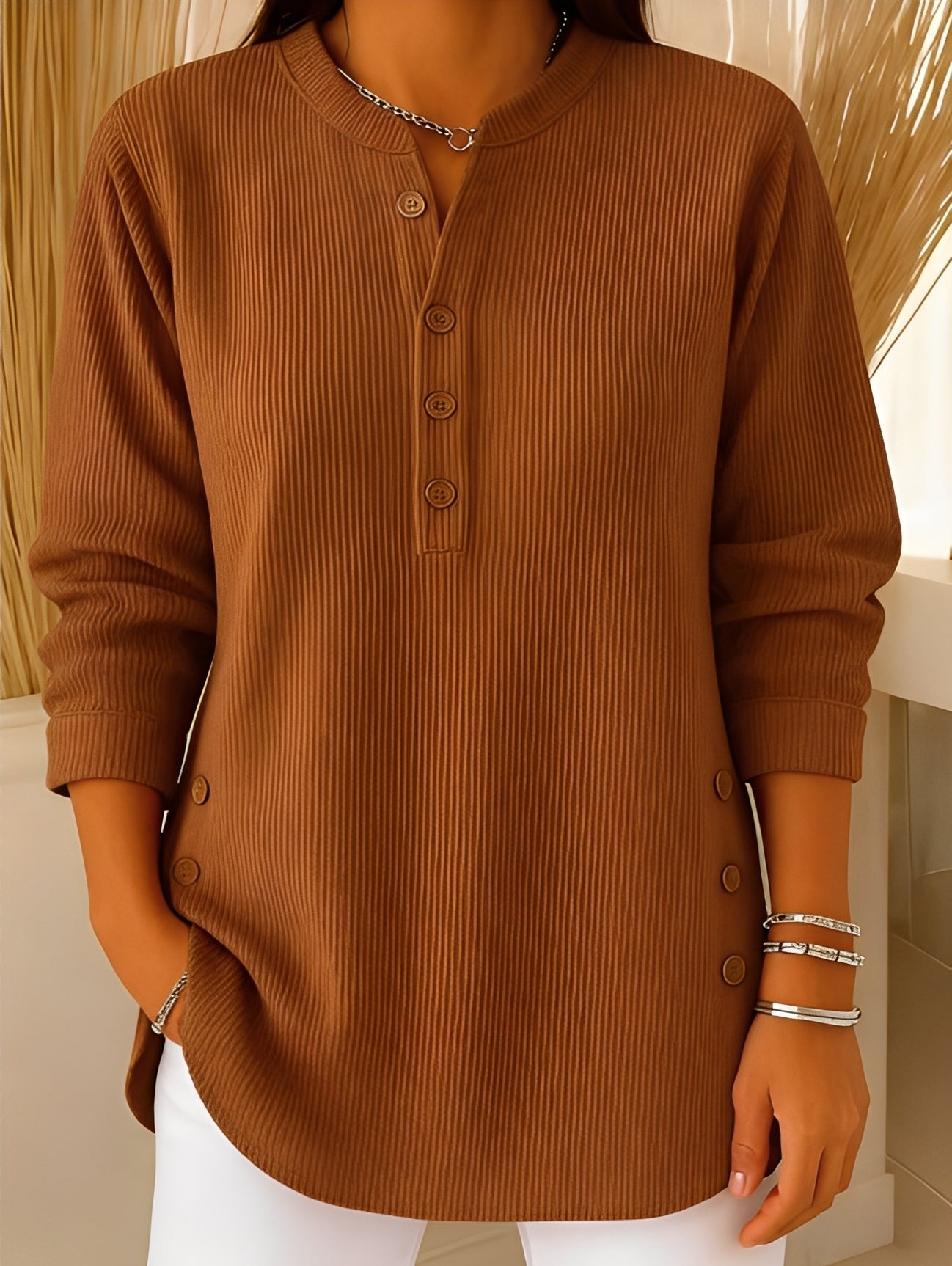 Jocelyn - Comfortable women's knit sweater with buttons