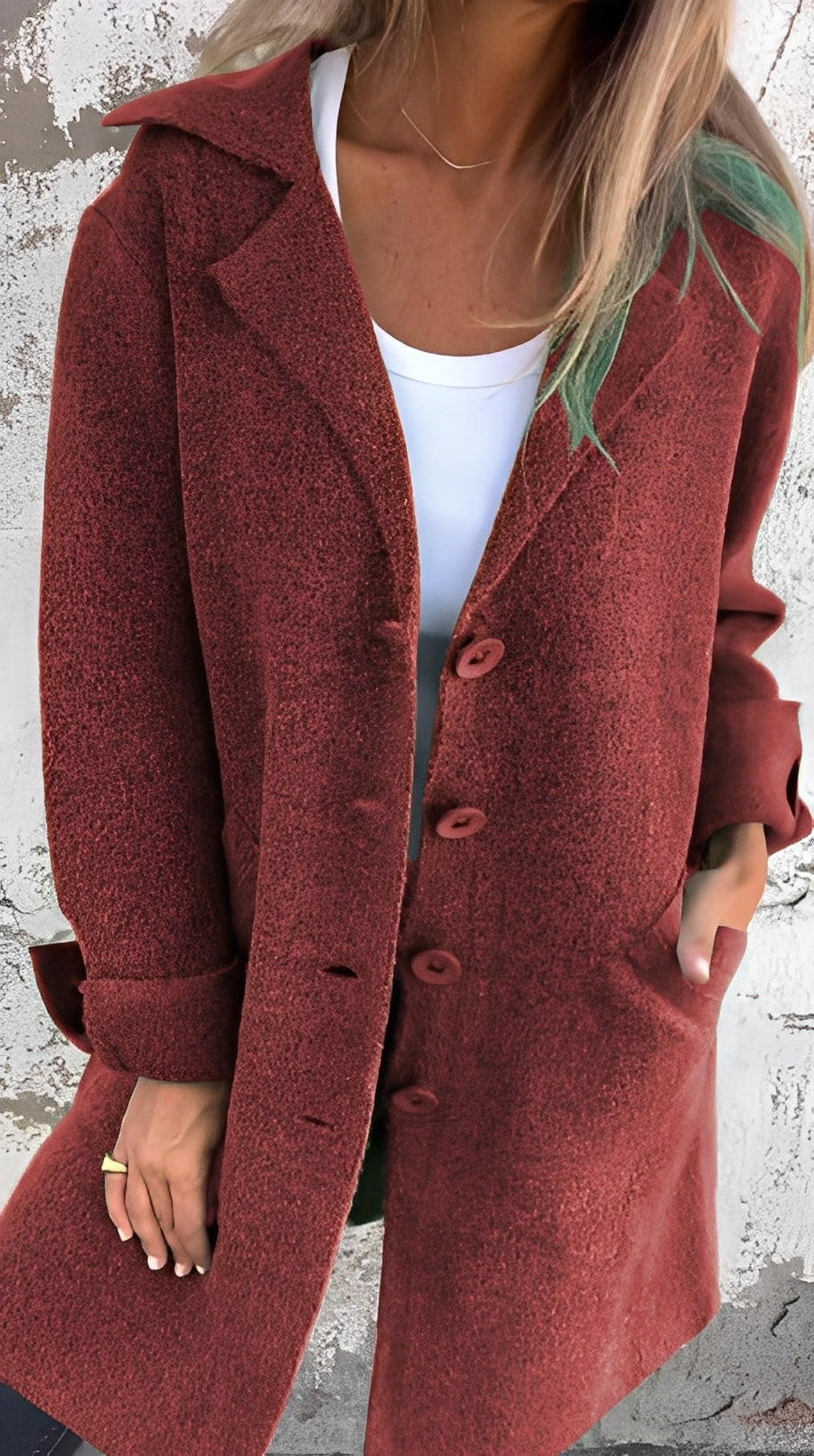 Meridith - Damenmantel mit langem, stilvollem Reverskragen