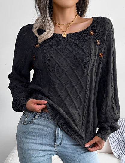 Sally - Fashionable women's sweater with button elements