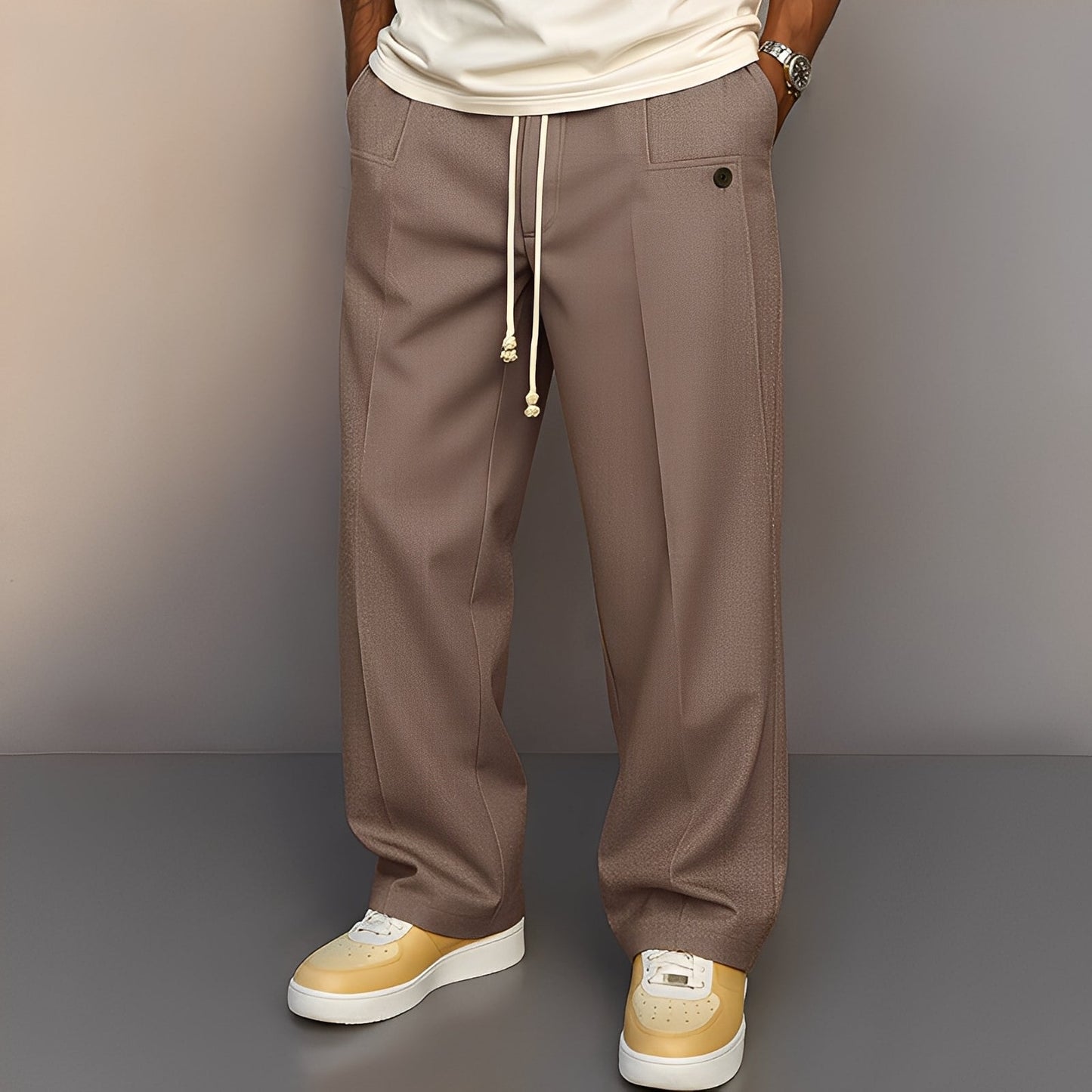 Kevin - Comfortable, casual pants with wide leg for men