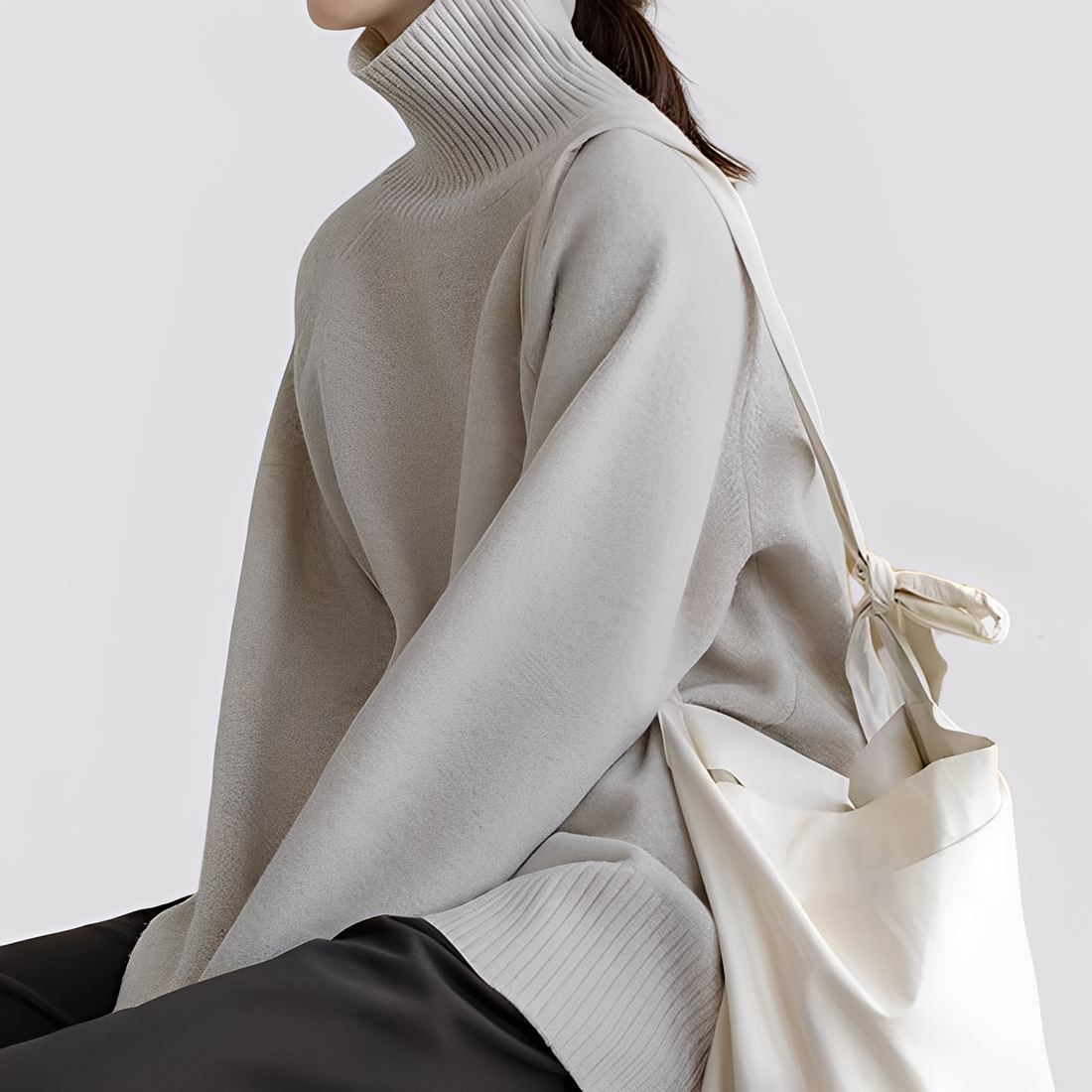 Nylah - Einfacher, übergroßer Damen-Rollkragenpullover