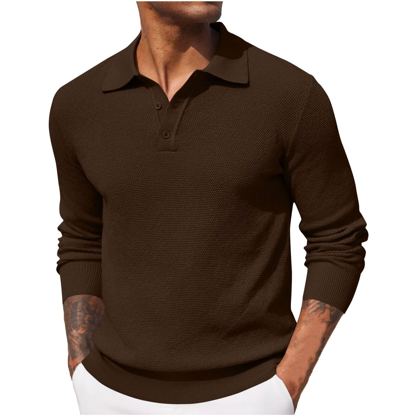 Jerrod - Stylish men's long-sleeve polo shirt