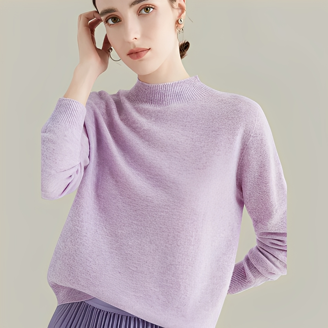 Martine - Wool Slim Fit Sweater with High Collar for Women