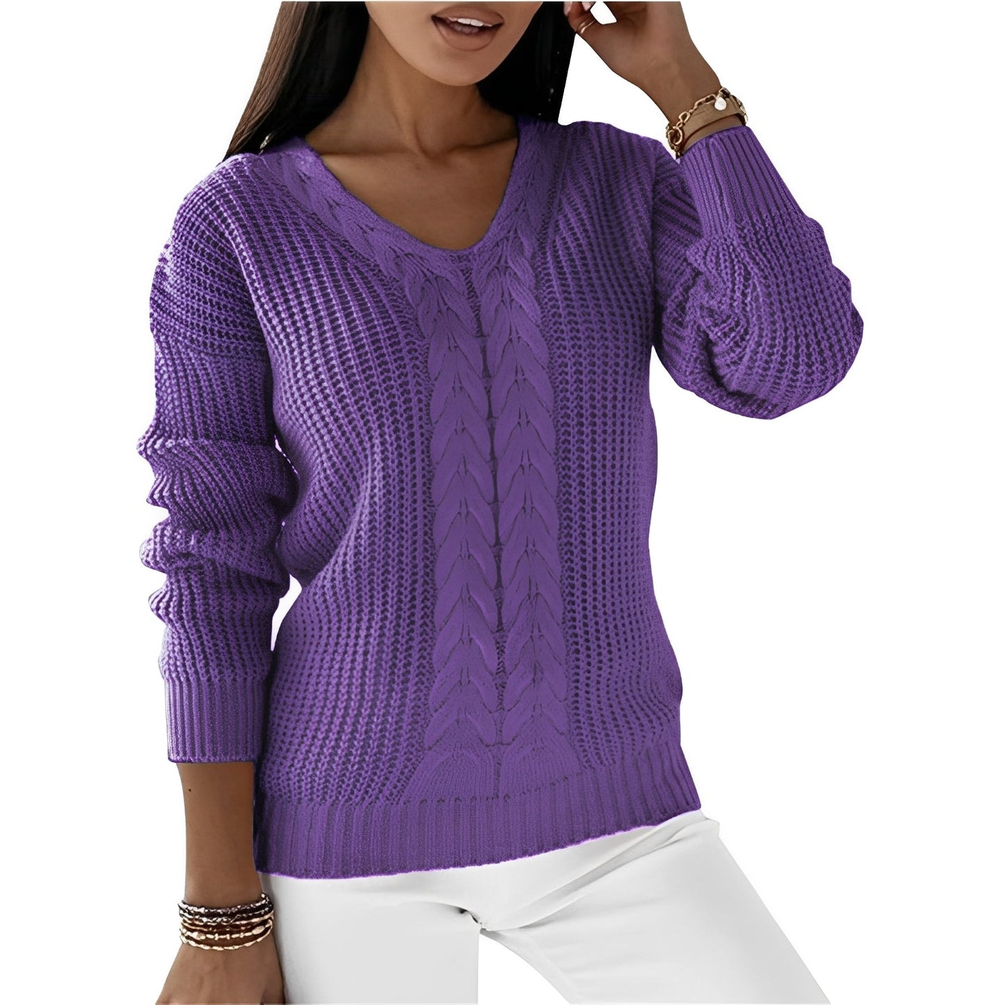 Georgia - Fashionable women's sweater with V-neck