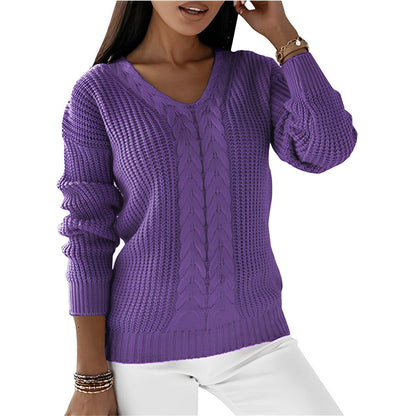Georgia - Fashionable women's sweater with V-neck