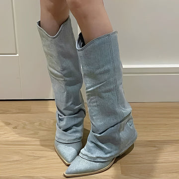 Josie - Modische Jeans-Kniehohe Stiefel für Damen