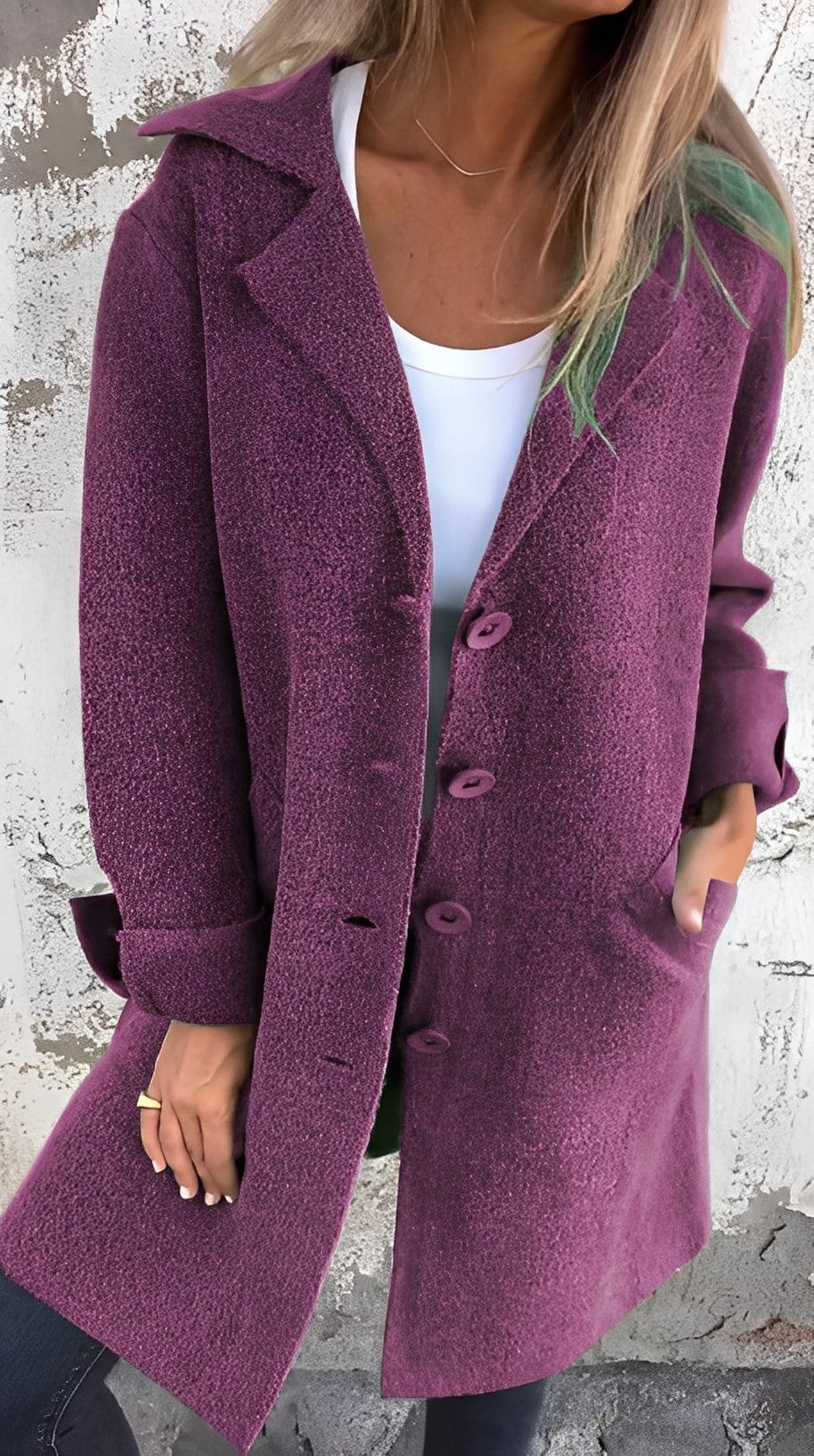 Meridith - Damenmantel mit langem, stilvollem Reverskragen