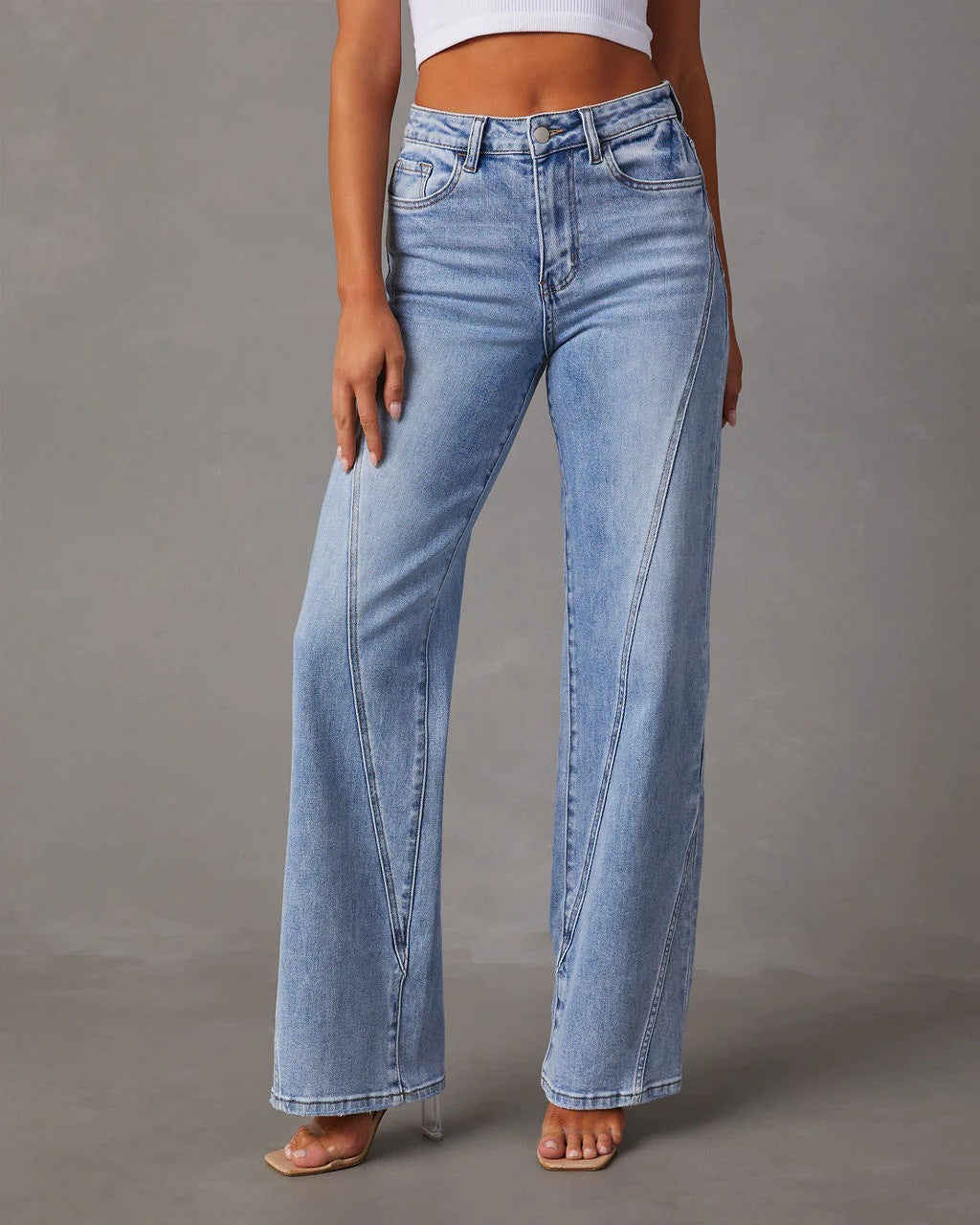 Ellen - Elegant wide-leg trousers made of denim for women