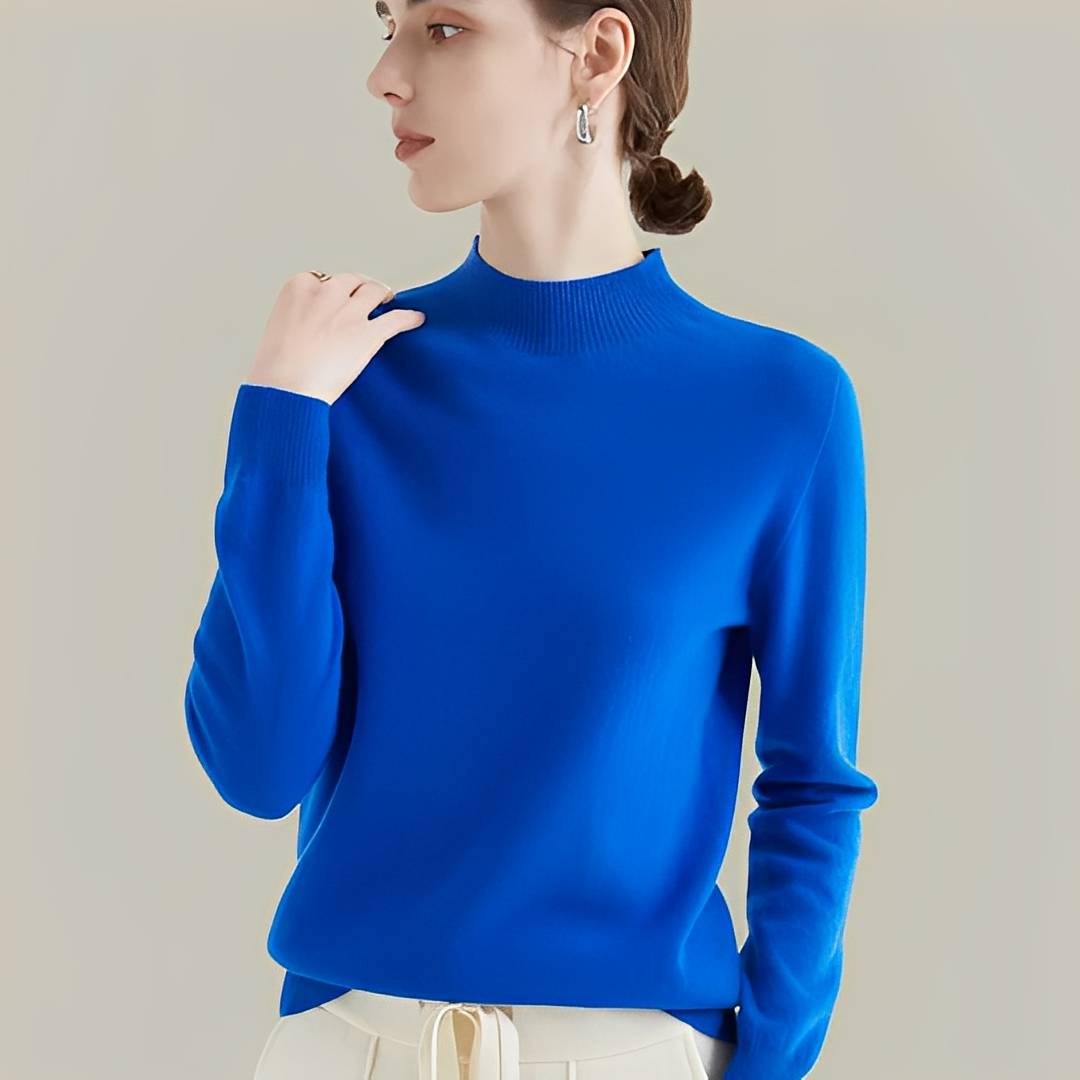 Martine - Wool Slim Fit Sweater with High Collar for Women