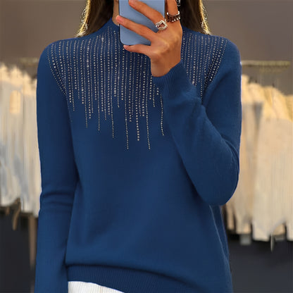 Lucia - Glitzernder Pullover mit halbhohem Rollkragen für Damen