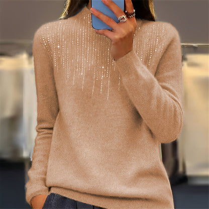 Lucia - Glitzernder Pullover mit halbhohem Rollkragen für Damen