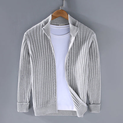 Jeffrey - Men's Cardigan with Contemporary Zipper