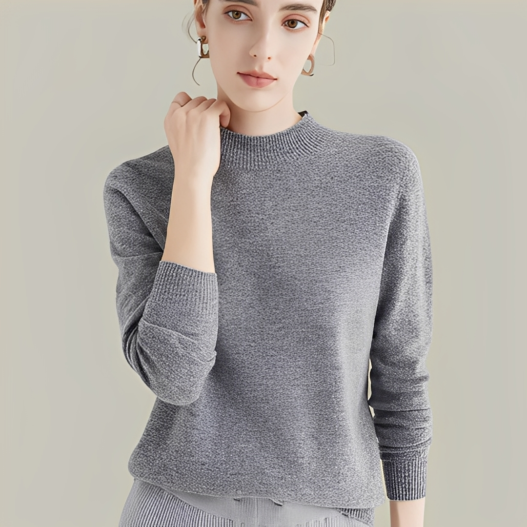 Martine - Wool Slim Fit Sweater with High Collar for Women