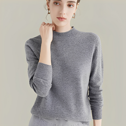 Martine - Wool Slim Fit Sweater with High Collar for Women