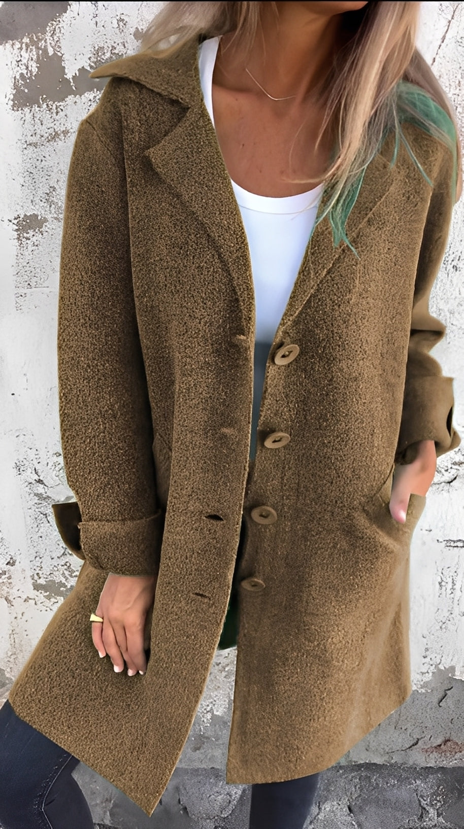 Meridith - Damenmantel mit langem, stilvollem Reverskragen