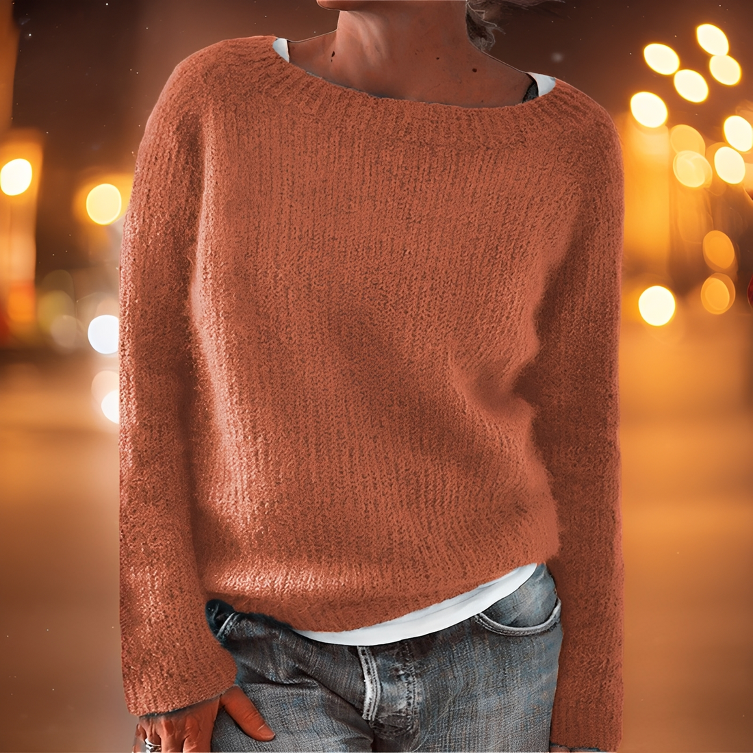 Abeeha - Lockerer Pullover in Tanne für Frauen