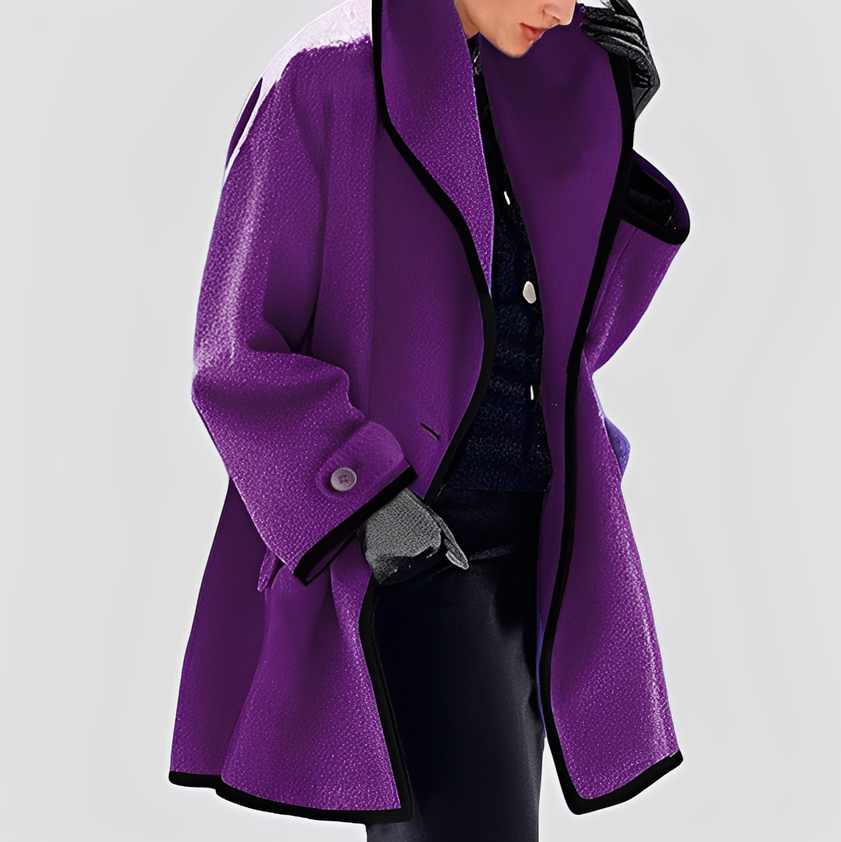 Abigale - Stylish wool trench coat with hood for women