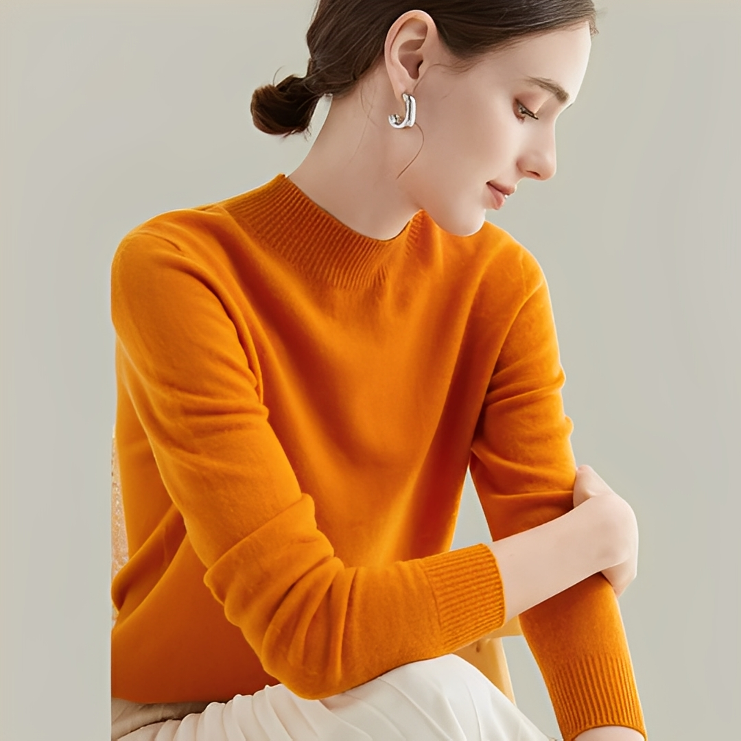 Martine - Wool Slim Fit Sweater with High Collar for Women