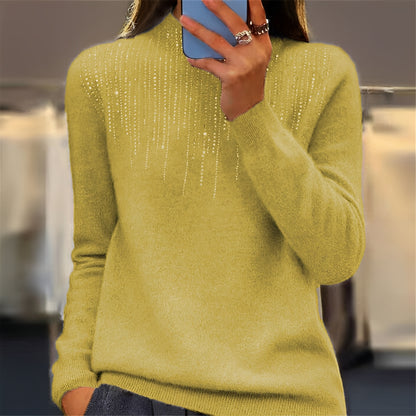Lucia - Glitzernder Pullover mit halbhohem Rollkragen für Damen