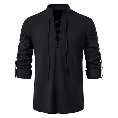 Josué - Stylish men's shirt with V-neck and lace