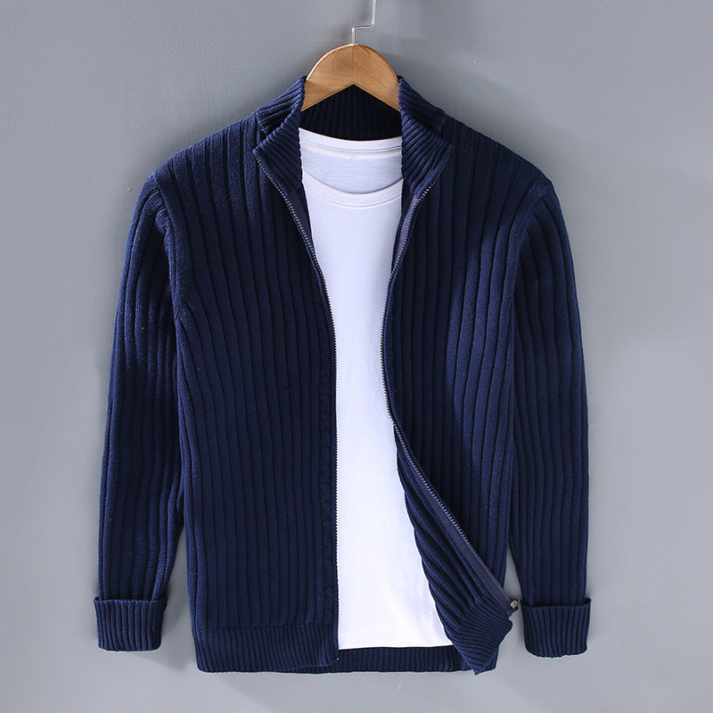 Jeffrey - Men's Cardigan with Contemporary Zipper