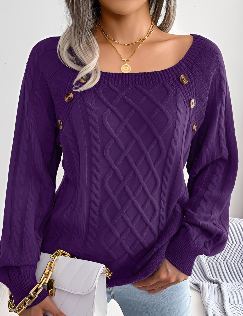 Sally - Fashionable women's sweater with button elements